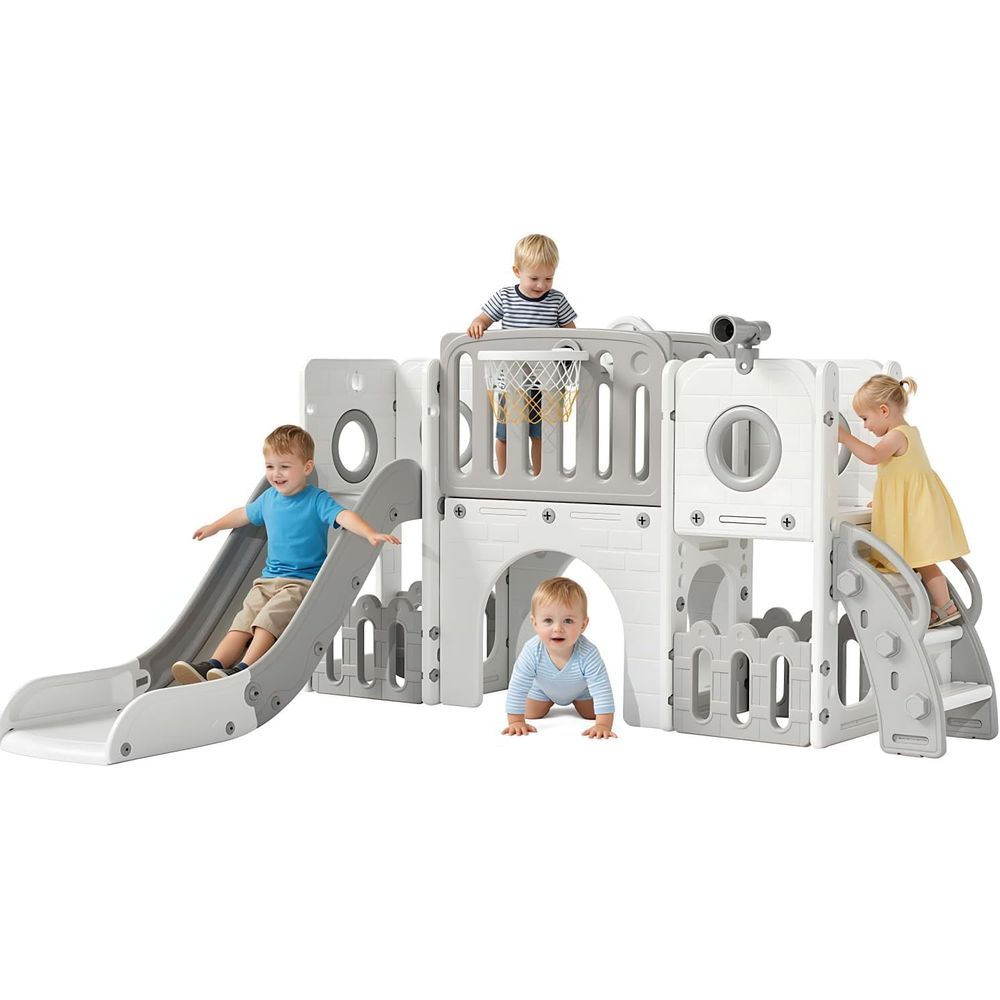 Kids Outdoor Climber - 9 in 1 Toddler Slide Set,