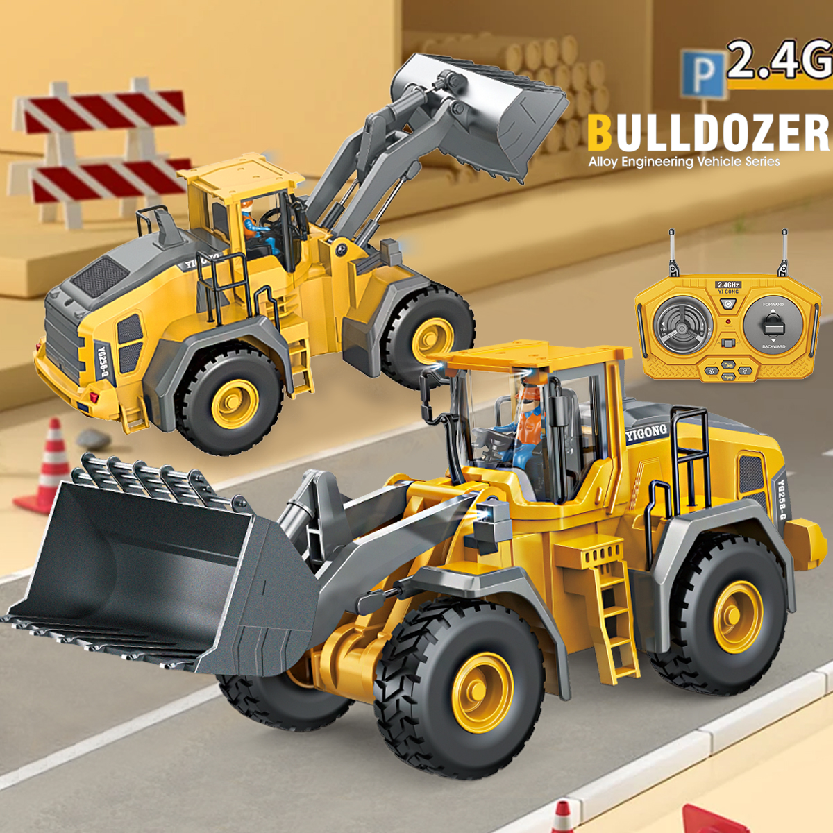 Kids Outdoor Digger - 2.4G Remote Controlled Bulldozer Nine Channel
