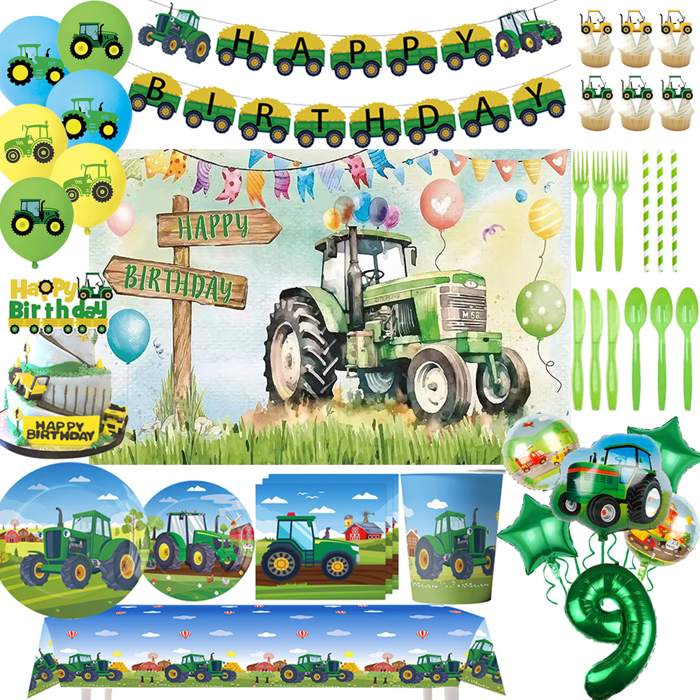 Kids Outdoor Digger - Green Farm Tractor Birthday Party Decorations