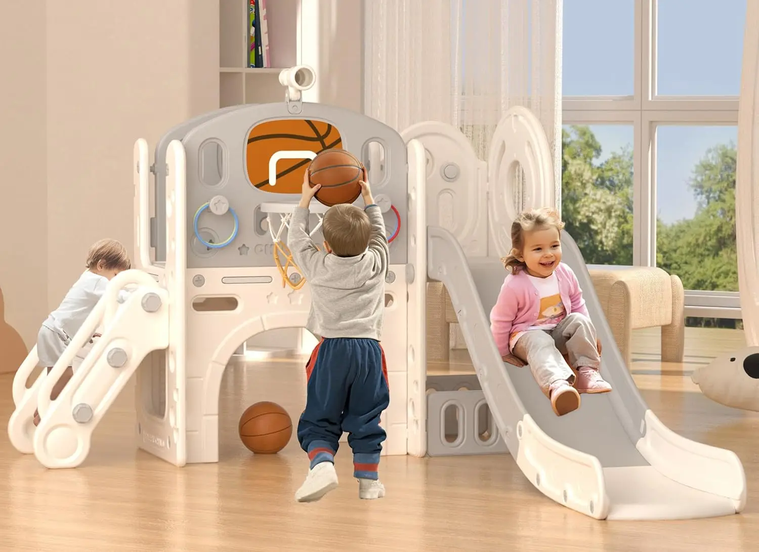Kids Outdoor Climber - 8 in 1 Toddler Slide Set,