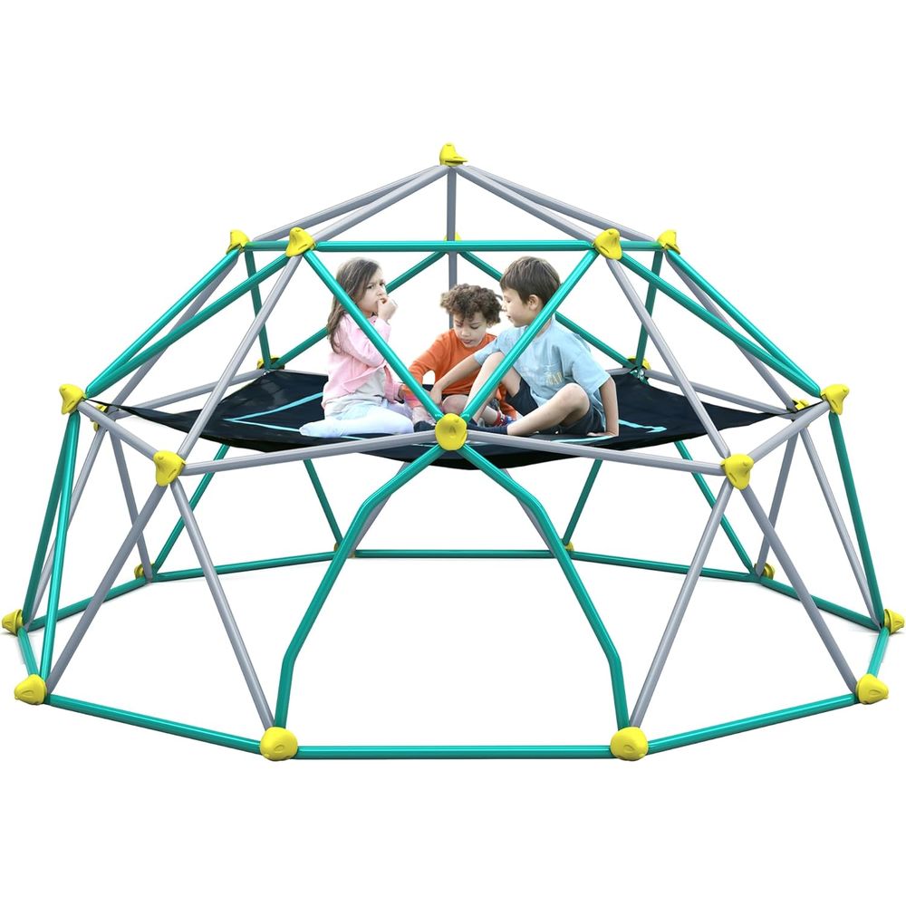 Kids Outdoor Climber - Geometric Dome Climber with Hammock for