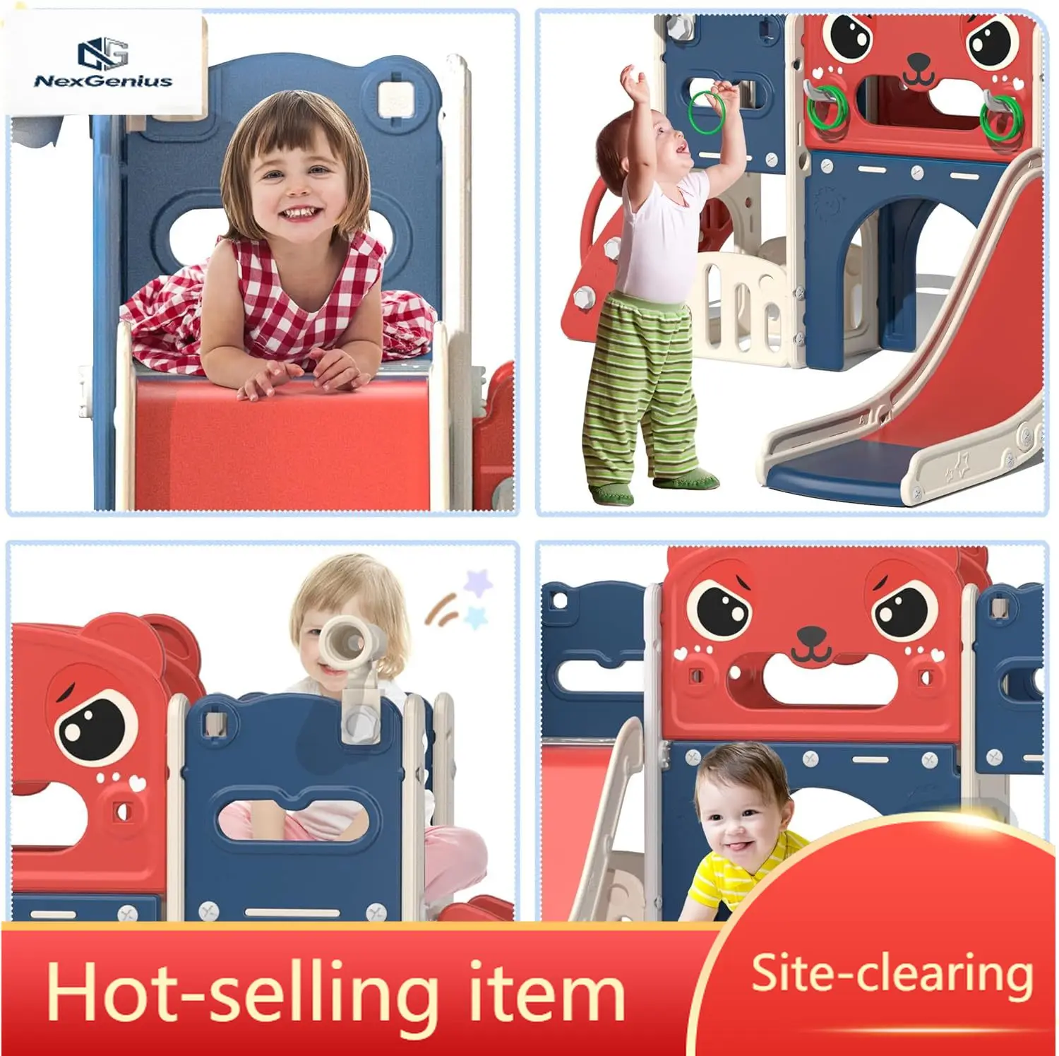Kids Outdoor Climber - Sale:9 In 1 Toddler Slide Playset