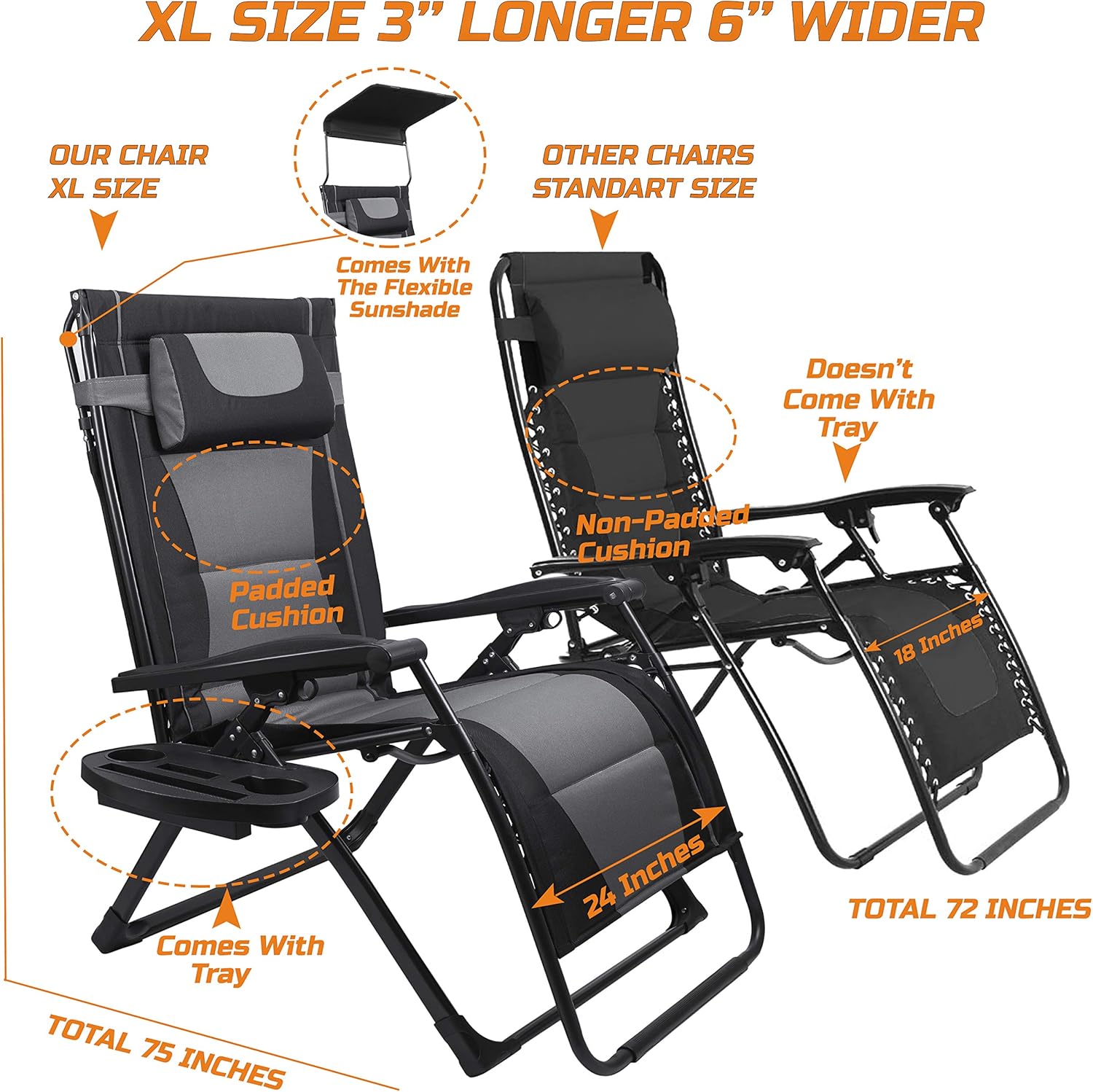 Kids Outdoor Lounge - XXL Oversize Recliner Folding Chair for