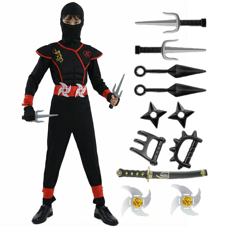 Black and Blue Ninja Costume f - Kids Outdoor Ninja Equipment review and price