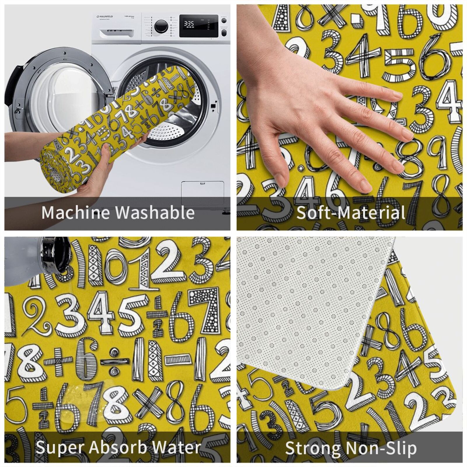 Math Doodle Yellow Carpet Mat  - Kids Outdoor Floor Cushions review and price