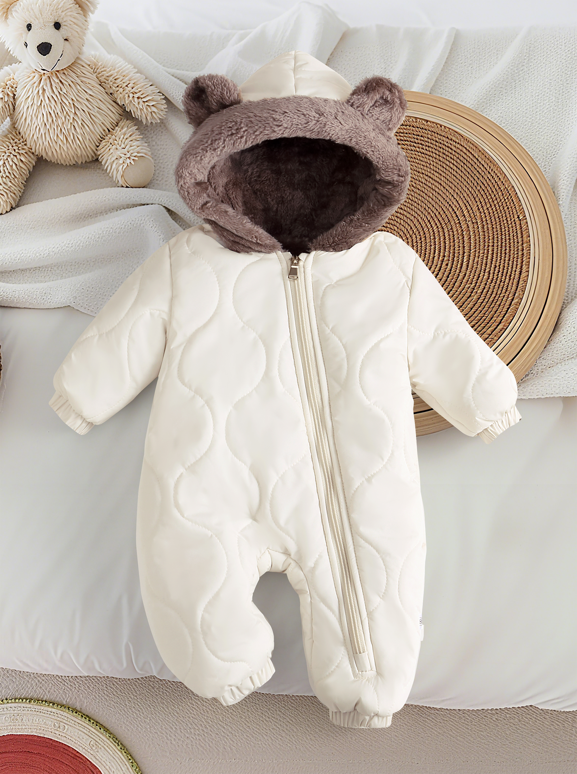 Infant Cartoon Bear Thickened  - Kids Outdoor Jumpsuit review and price