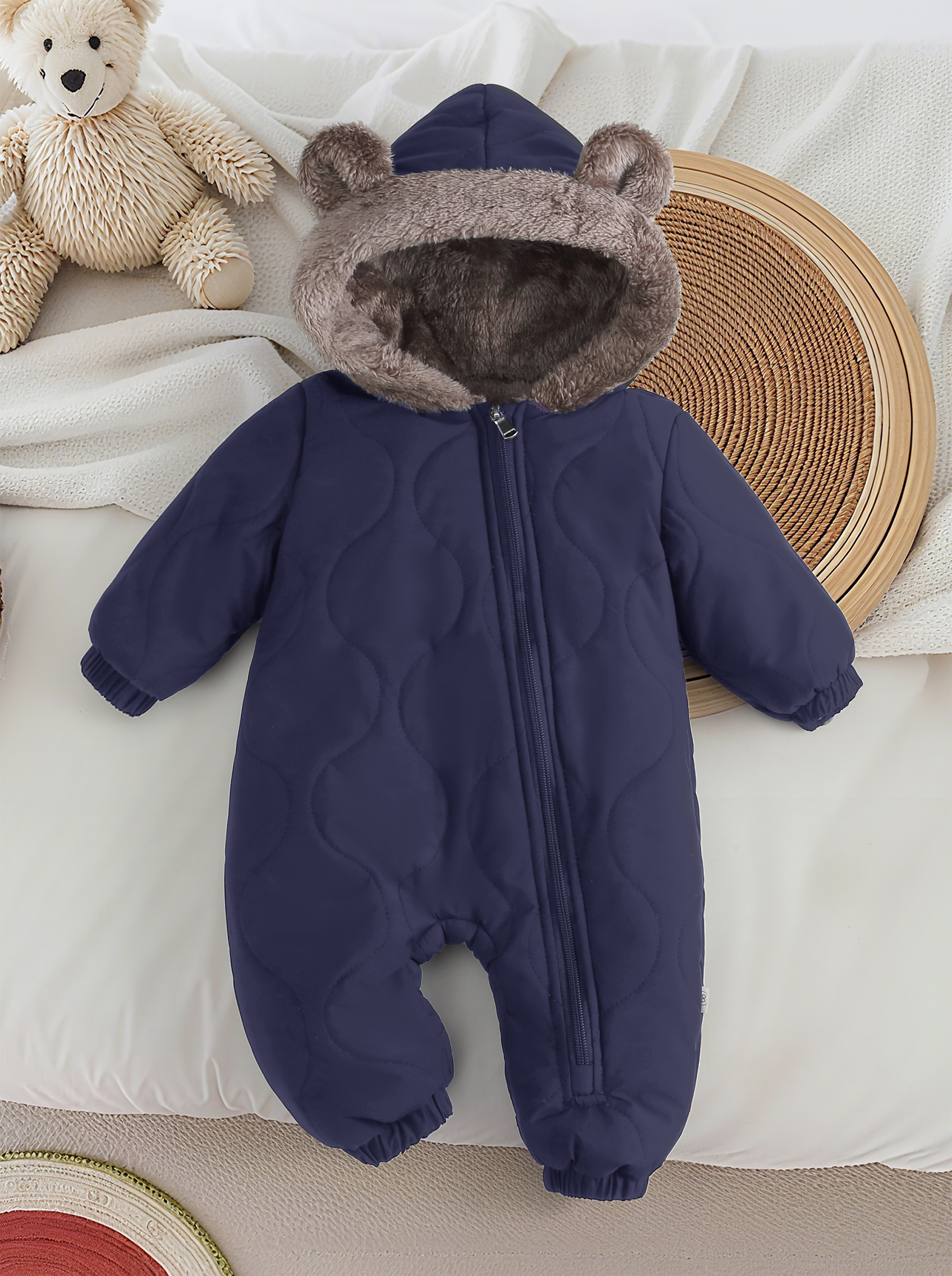 Infant Cartoon Bear Thickened  - Kids Outdoor Jumpsuit review and price