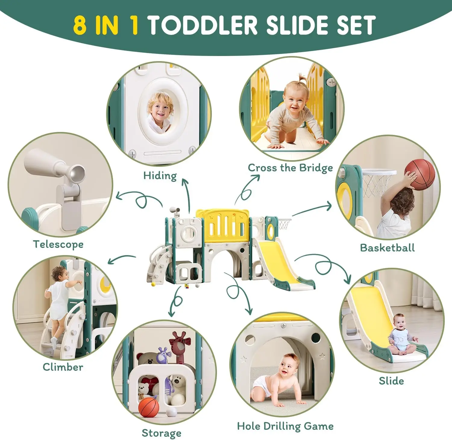 8 in 1 Toddler Slide Set, Kids - Kids Outdoor Climber review and price