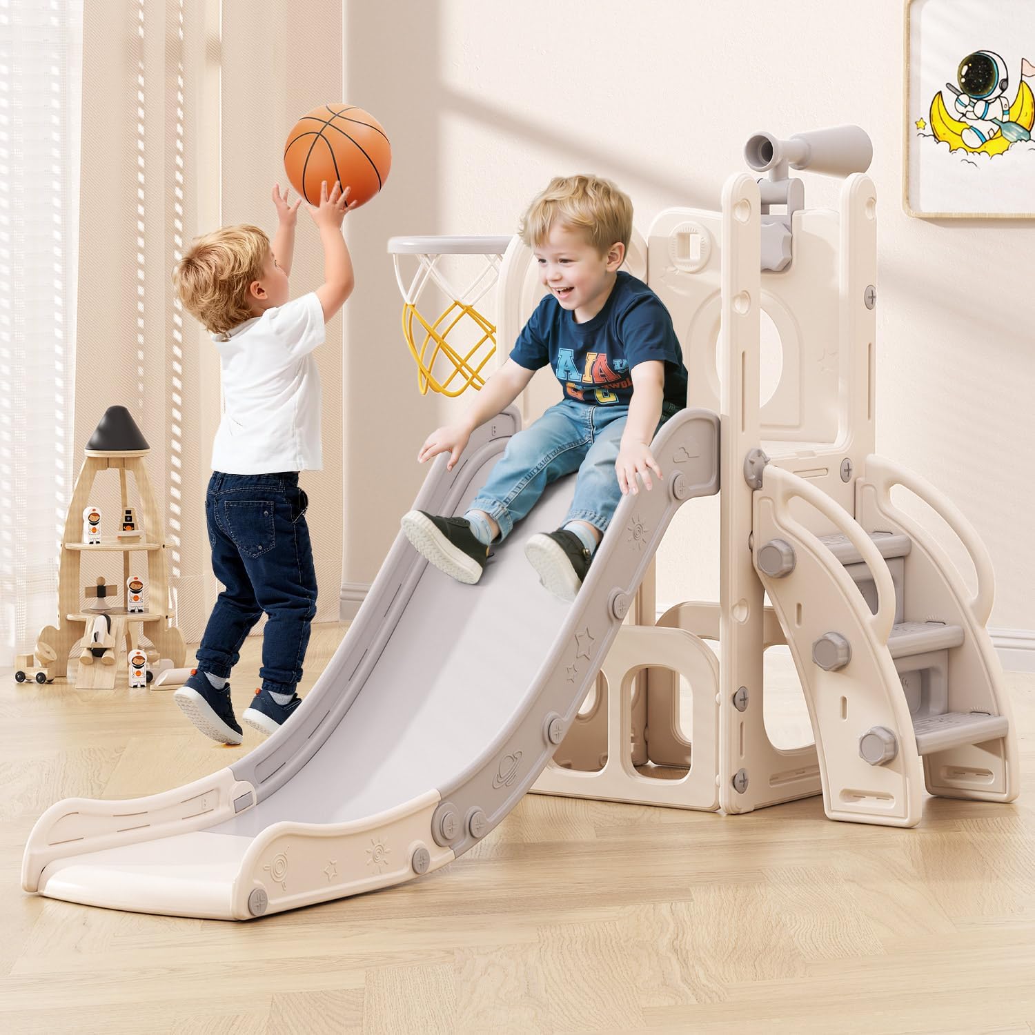 Toddler Slide, 6 in 1 Kids Ind - Kids Outdoor Climber review and price