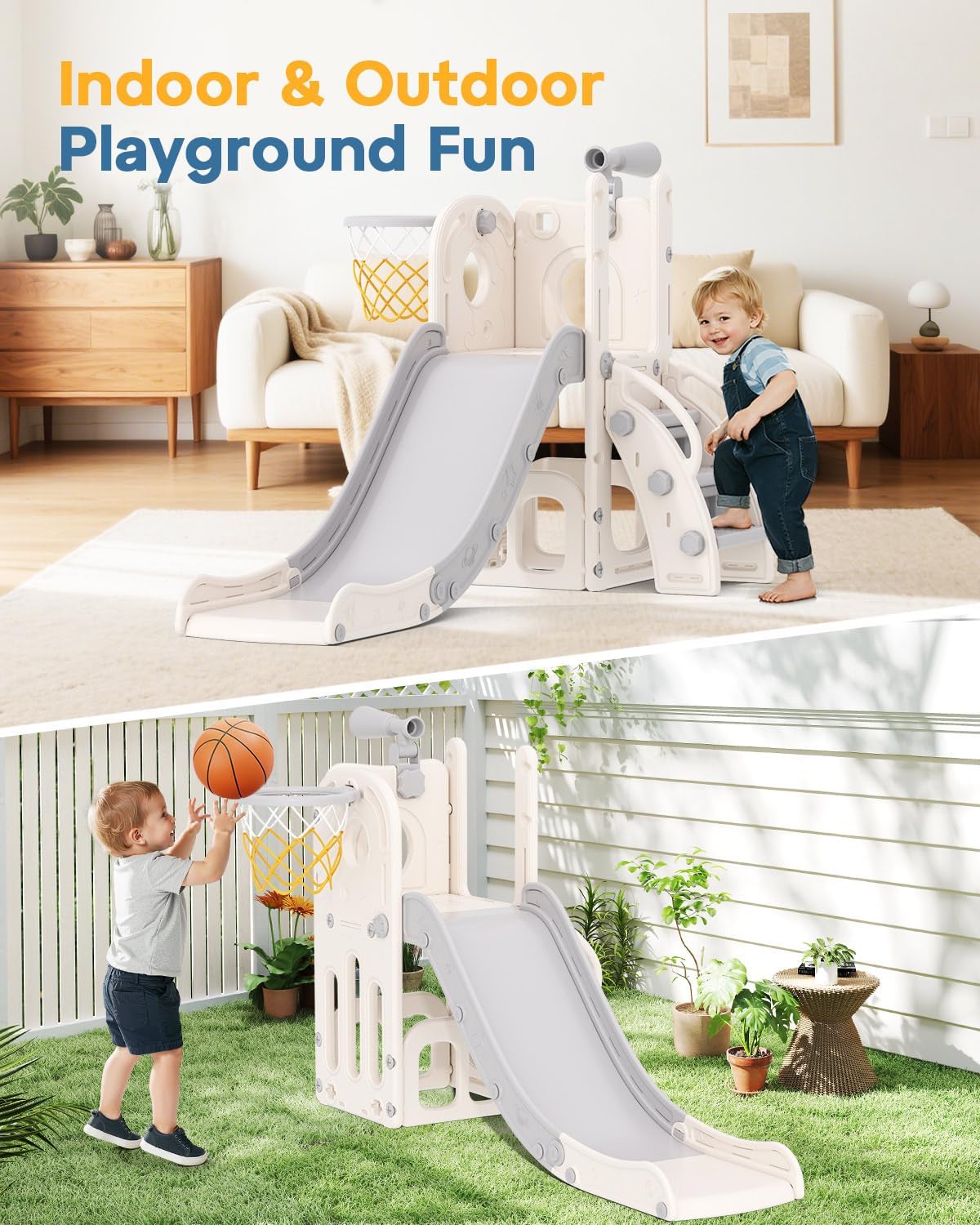 Toddler Slide, 6 in 1 Kids Ind - Kids Outdoor Climber review and price