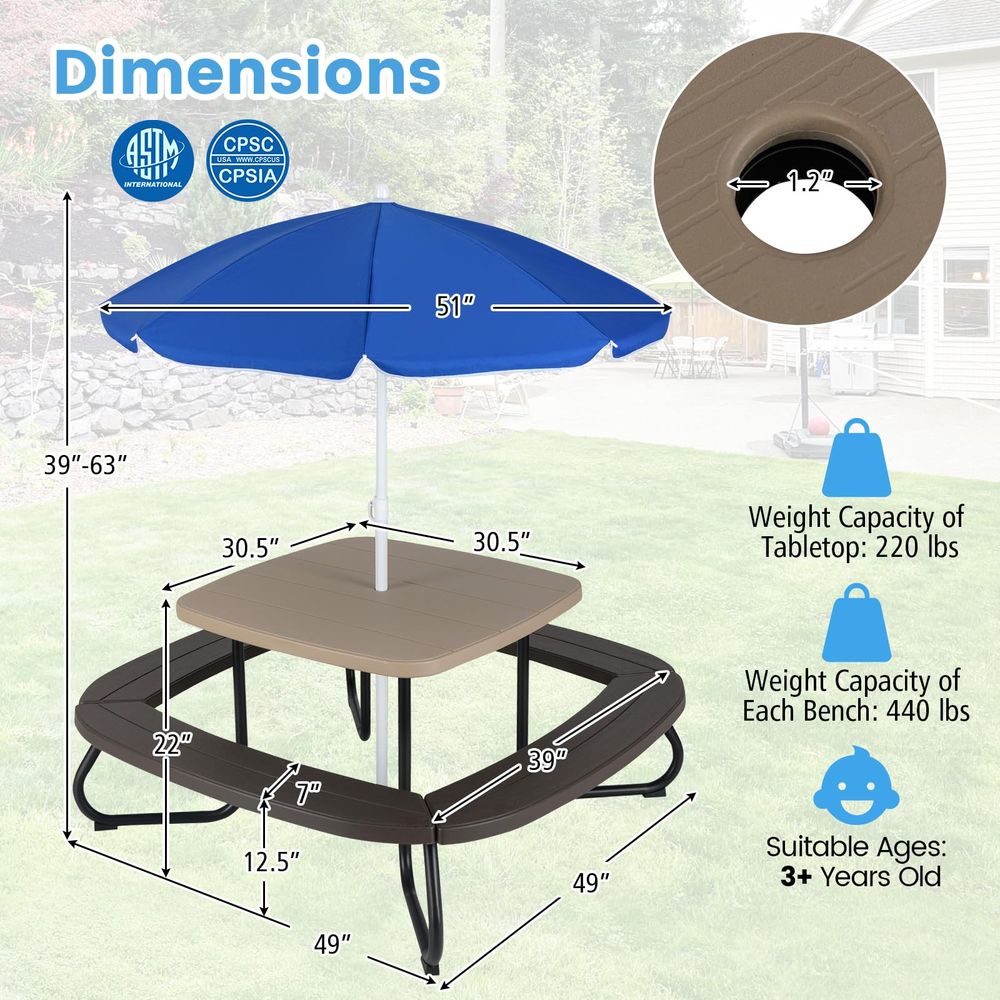 Kids Picnic Table, 8 Person Ki - Kids Outdoor Chair And Table review and price