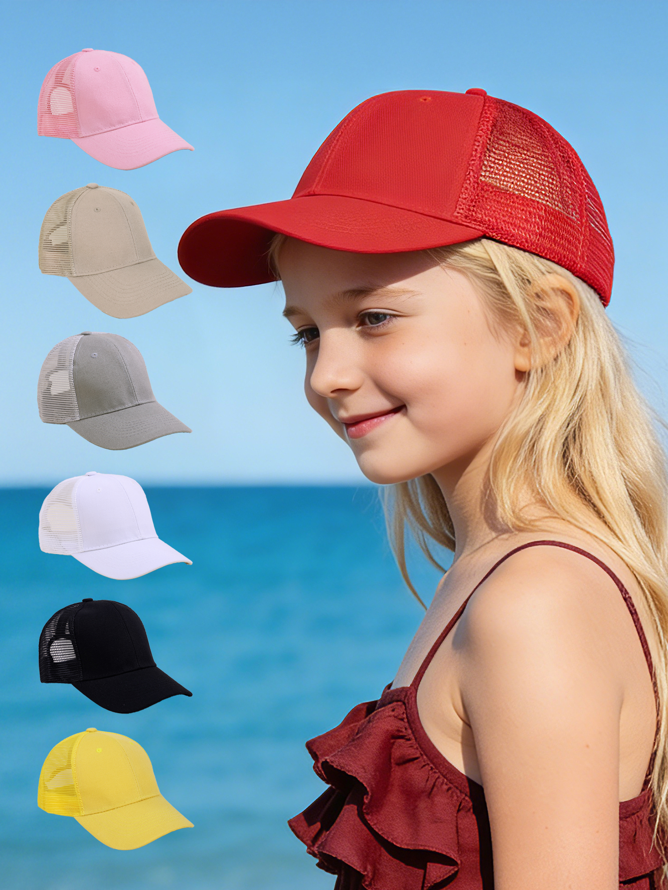 1 pc solid color mesh baseball - Kids Outdoor Hat review and price