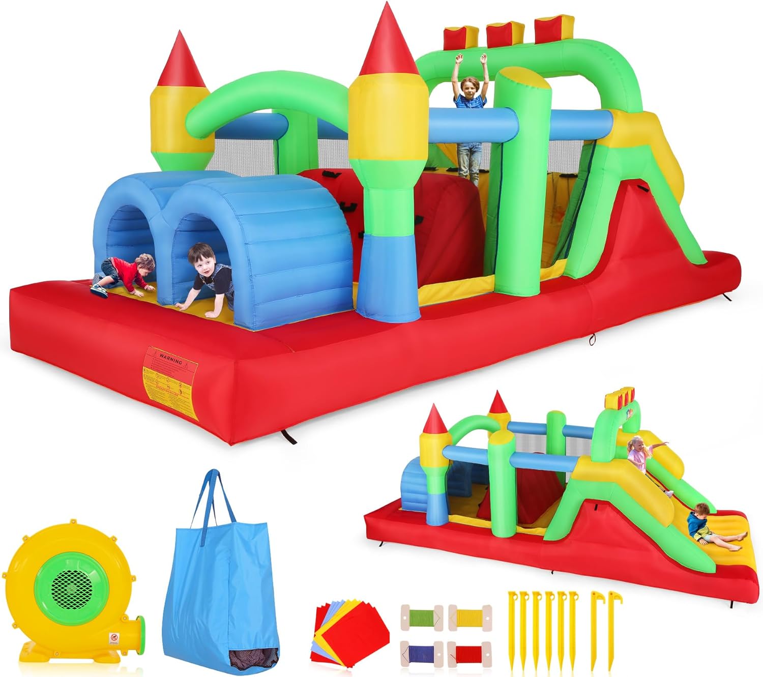 KF Inflatable Obstacle Course  - Kids Outdoor Tunnel review and price