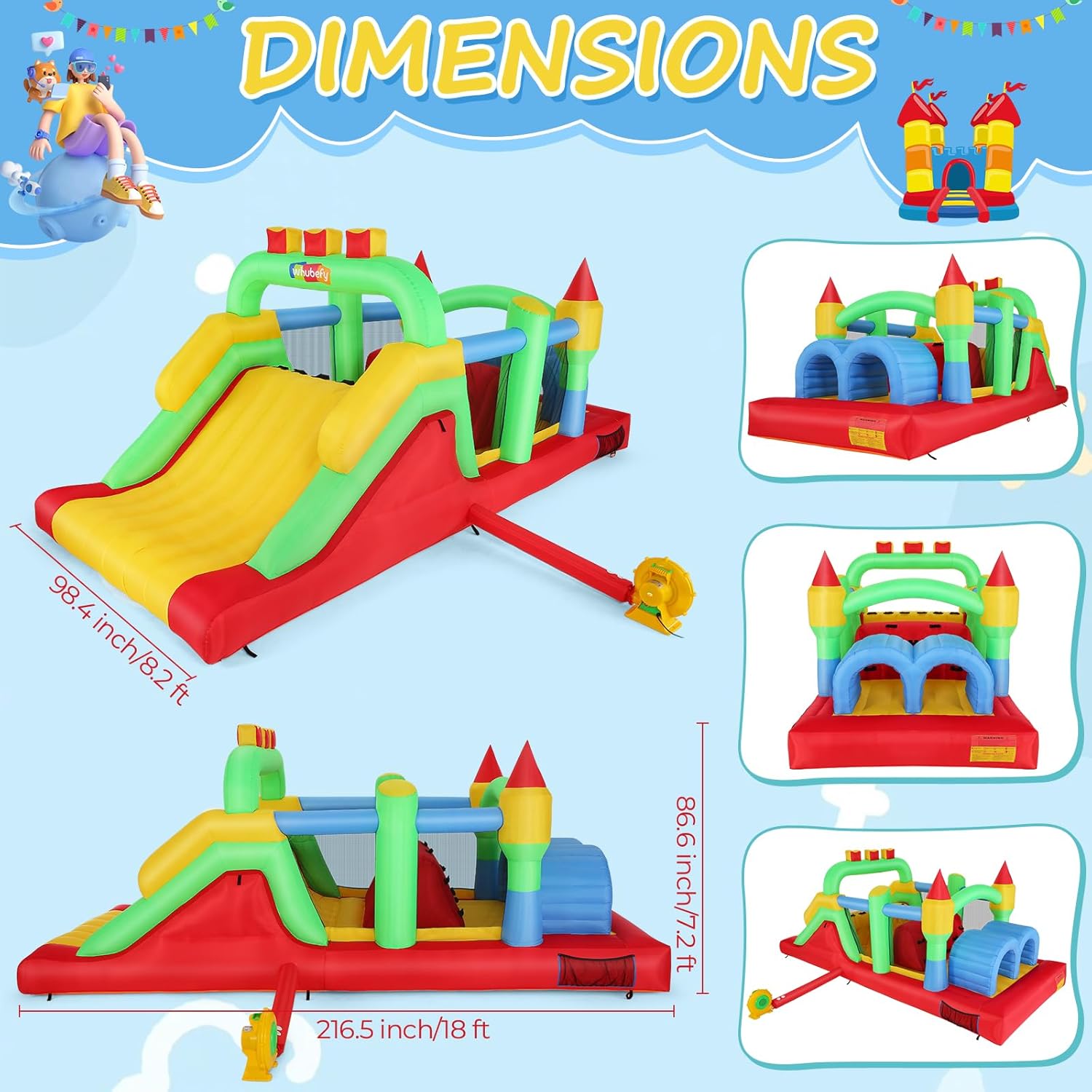 KF Inflatable Obstacle Course  - Kids Outdoor Tunnel review and price