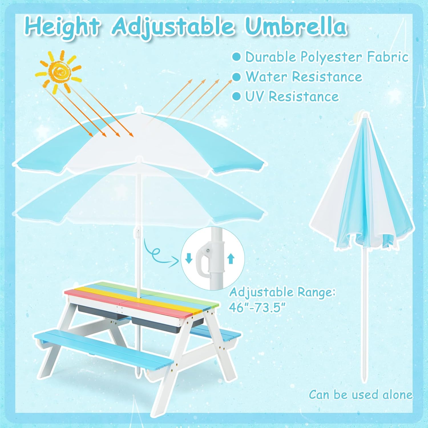 Kids Picnic Table, 4 in 1 Outd - Kids Outdoor Chair And Table review and price