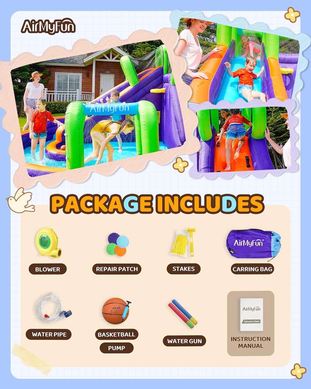 Water Slide InflatableBounce H - Kids Outdoor Tunnel review and price