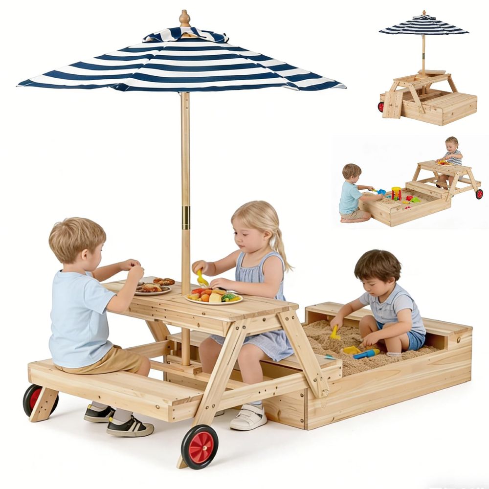Kids Picnic Table with Sandbox - Kids Outdoor Chair And Table review and price