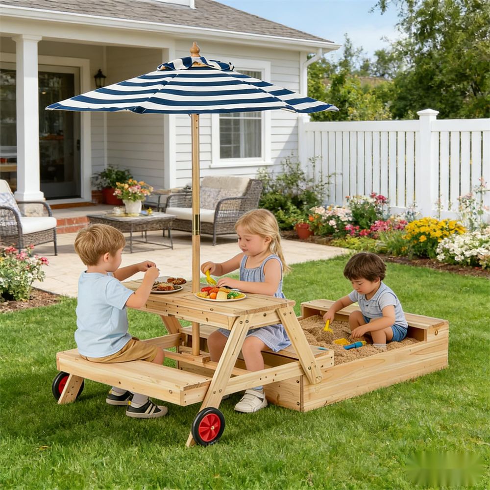 Kids Picnic Table with Sandbox - Kids Outdoor Chair And Table review and price