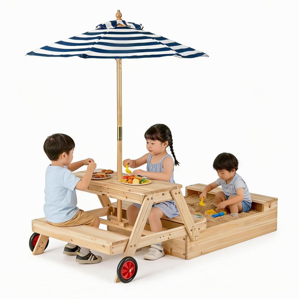 Kids Picnic Table with Sandbox - Kids Outdoor Chair And Table review and price