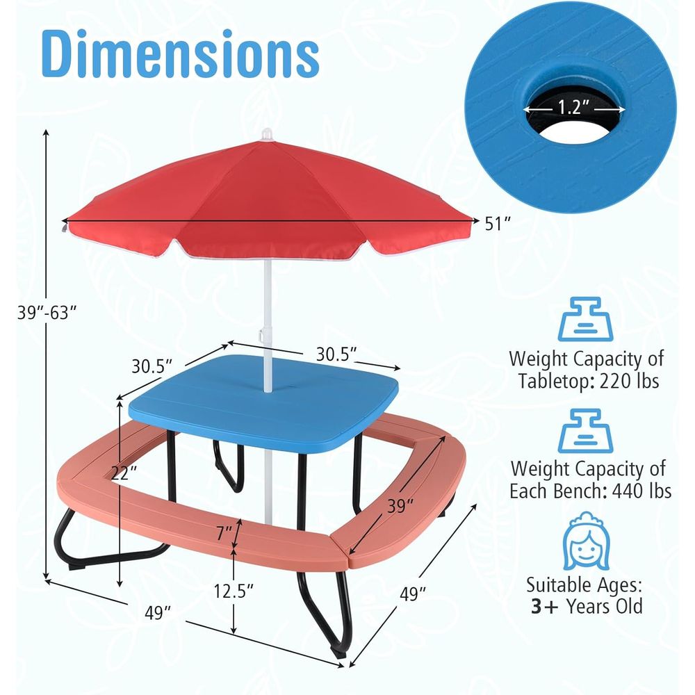 Kids Picnic Table, 8 Person To - Kids Outdoor Chair And Table review and price