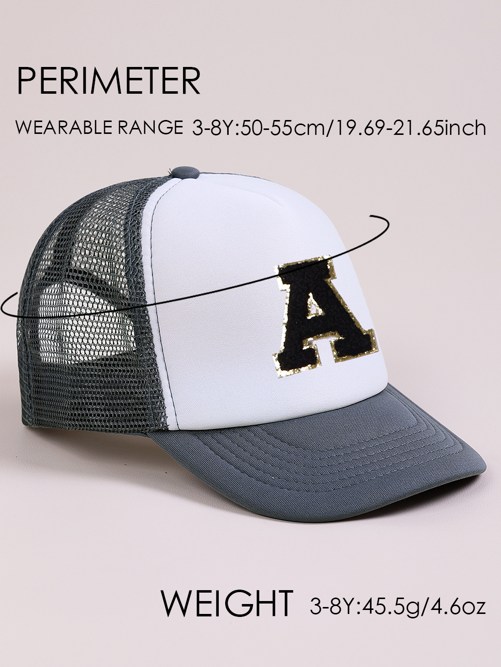 1pc Gray Hat With 26-Letter Pa - Kids Outdoor Hat review and price