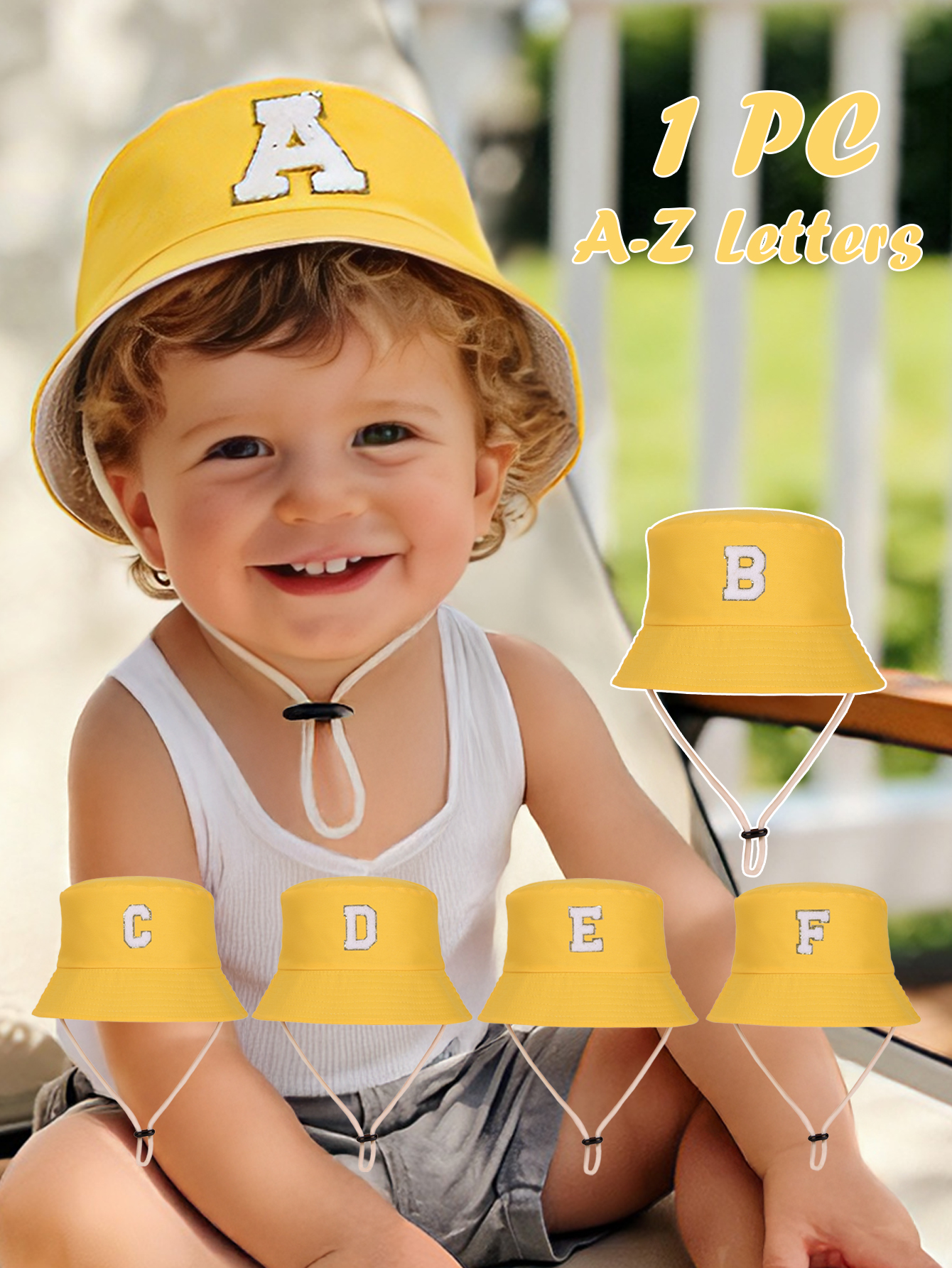 1pc yellow Kids 26 Letter Prin - Kids Outdoor Hat review and price