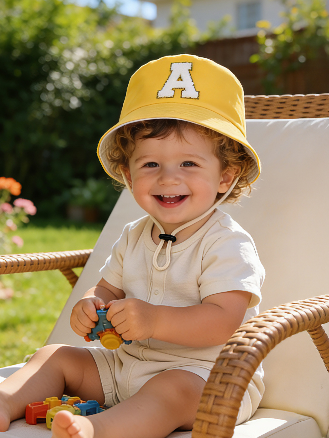 1pc yellow Kids 26 Letter Prin - Kids Outdoor Hat review and price