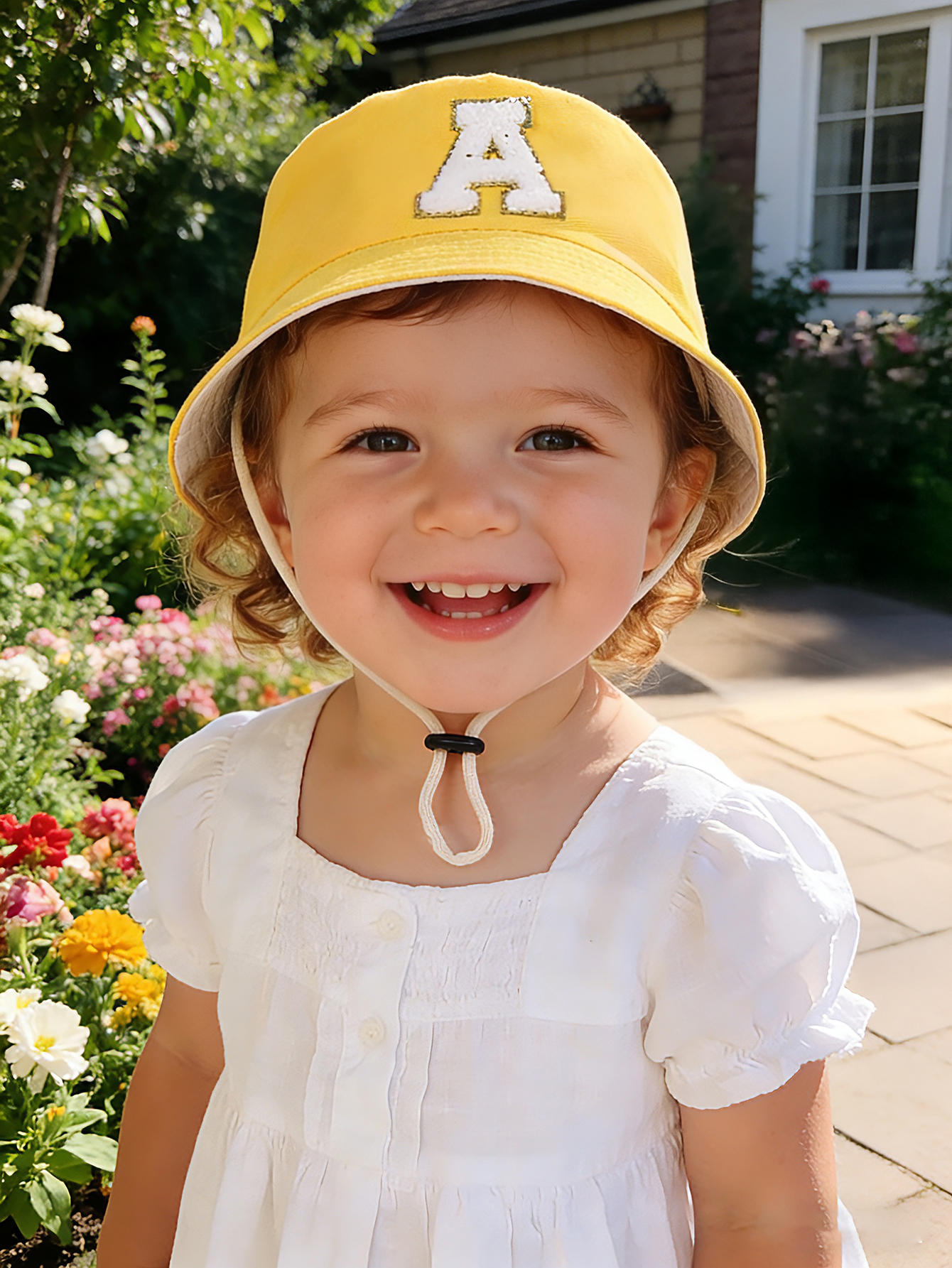 1pc yellow Kids 26 Letter Prin - Kids Outdoor Hat review and price