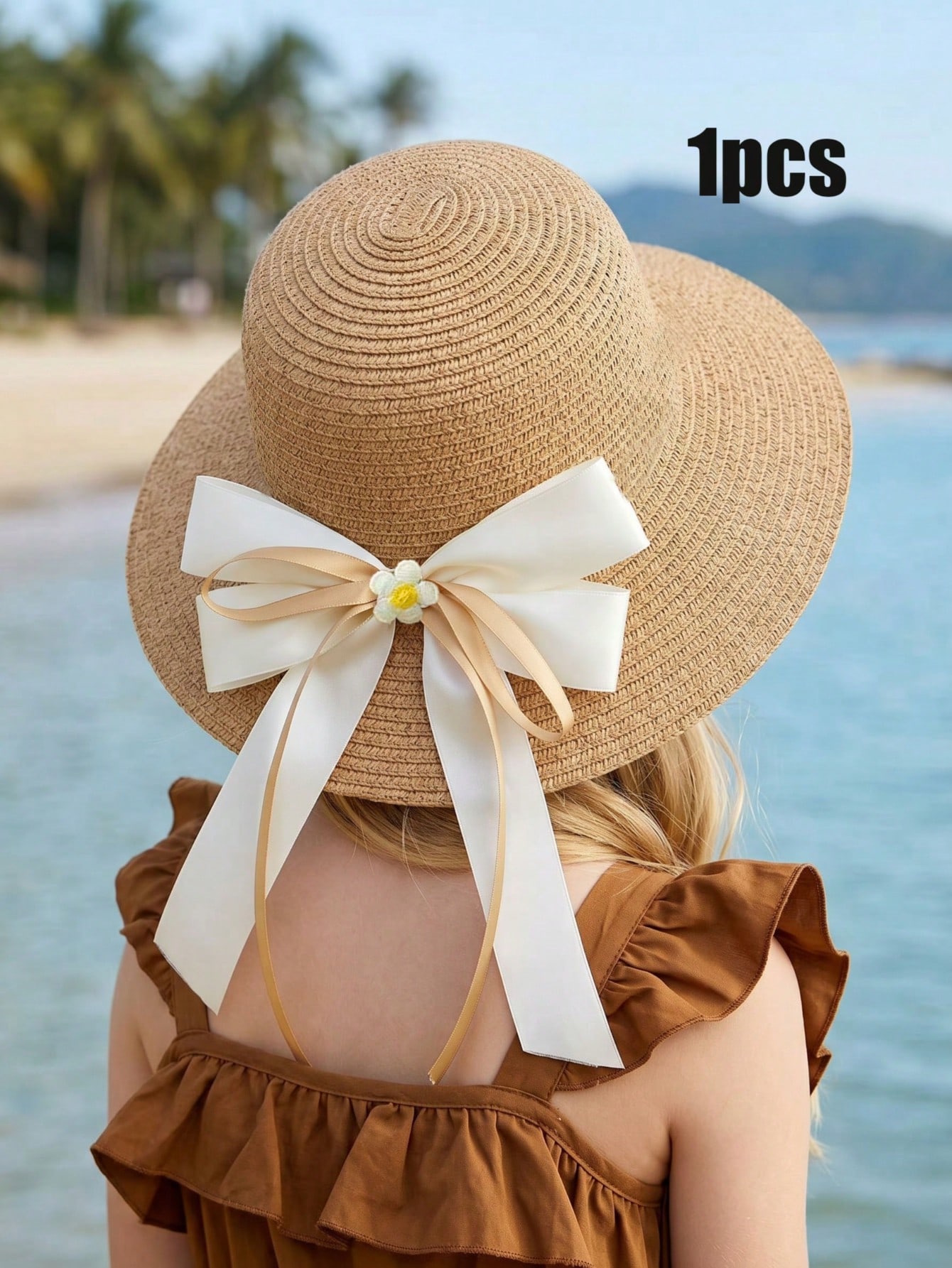 1Pc 3-8Y Girls Coffee Bow Stra - Kids Outdoor Hat review and price